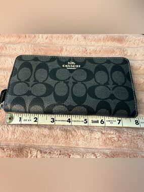 Coach Black Signature Zip Around Phone Wallet